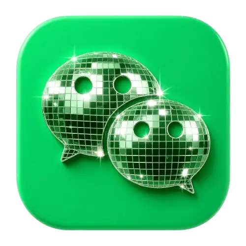 WeChat logo transformed into a premium disco-ball icon